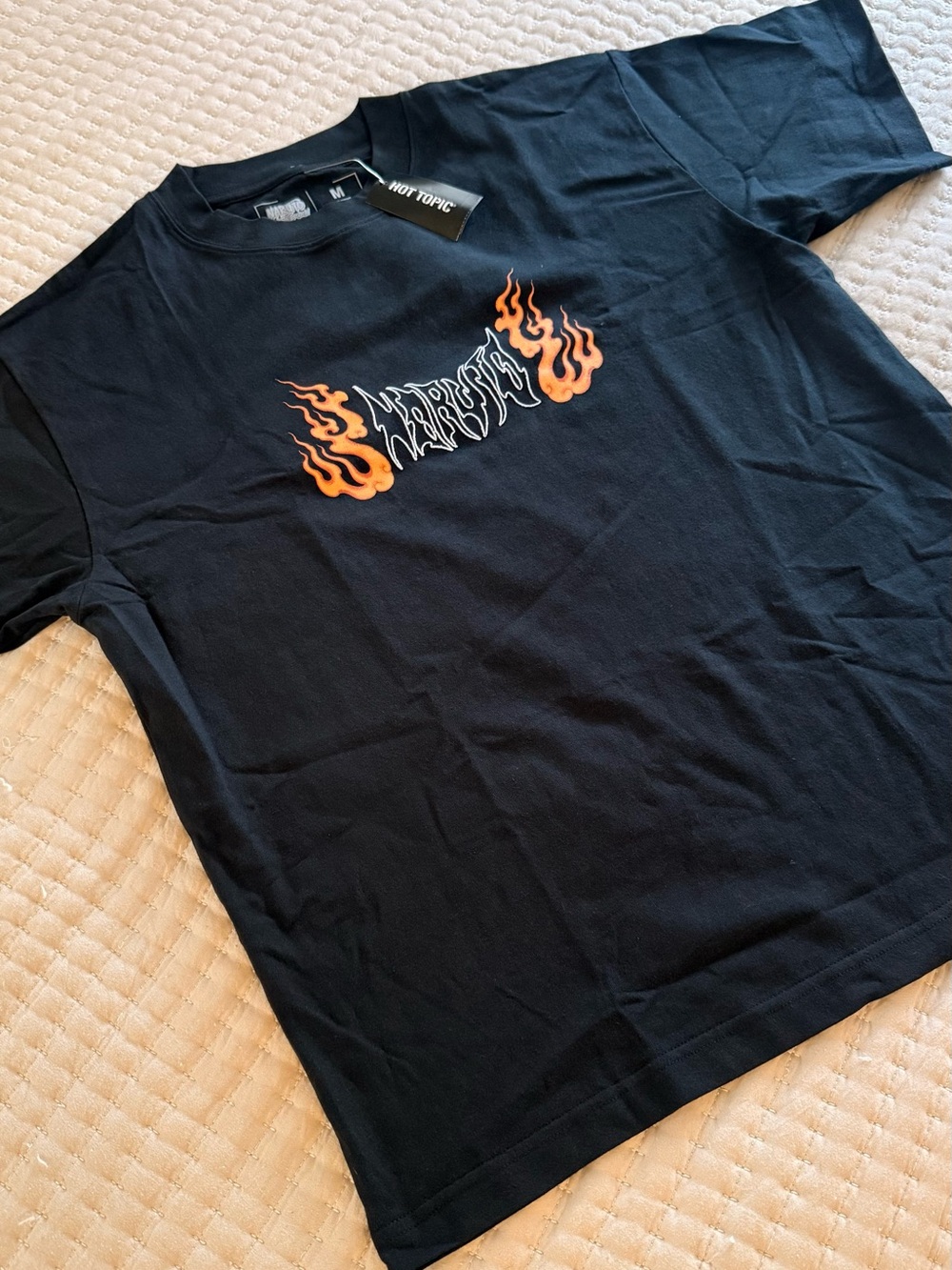 Hot Topic Black Naruto T-Shirt with Orange Flame Graphic